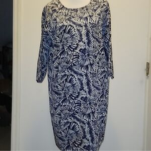 Garnet Hill silk mini midi dress career office size 6 oversize shift